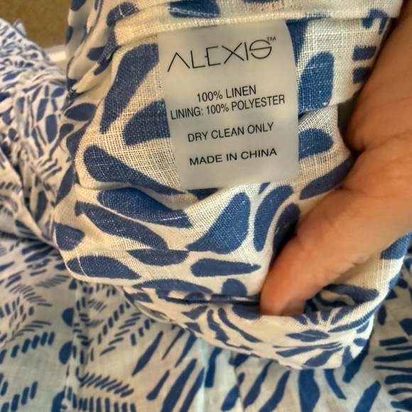 Alexis Idony Blue Printed Linen Mini Flounce Dress size L - Picture 7 of 8